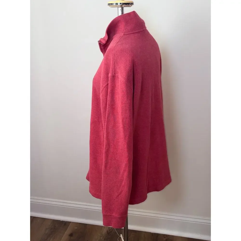 Polo Ralph Lauren Mens Red Heather 1/4 Quarter Zip Cotton Sweater Size L Pony